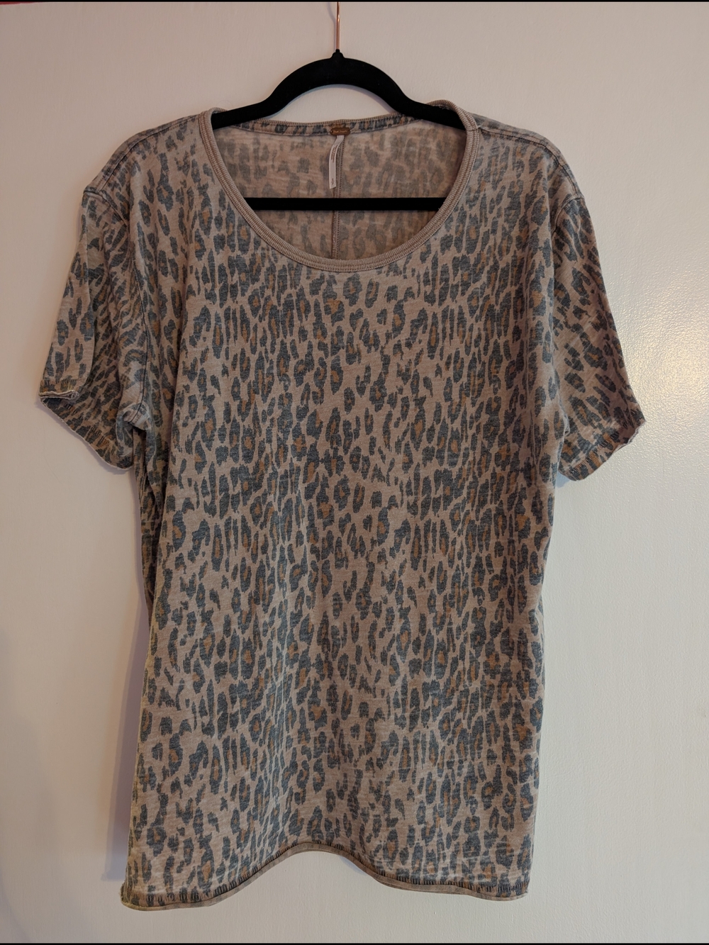Free People Leopard Print Short Sleeve Tee